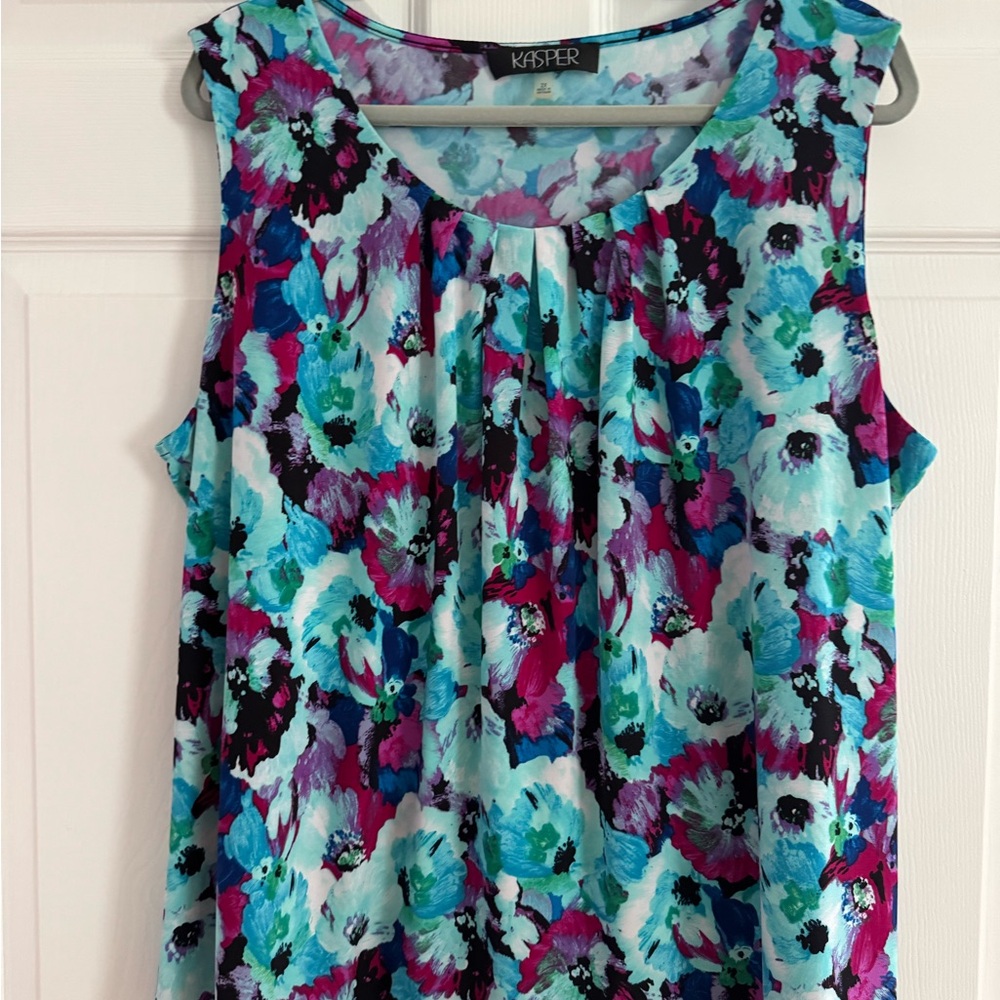 Kasper Blue and Purple Pleated Blouse